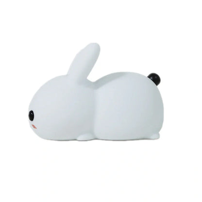 Enchanting silicone rabbit night light with warm and cool white dual-color lighting options, creating a cozy ambiance