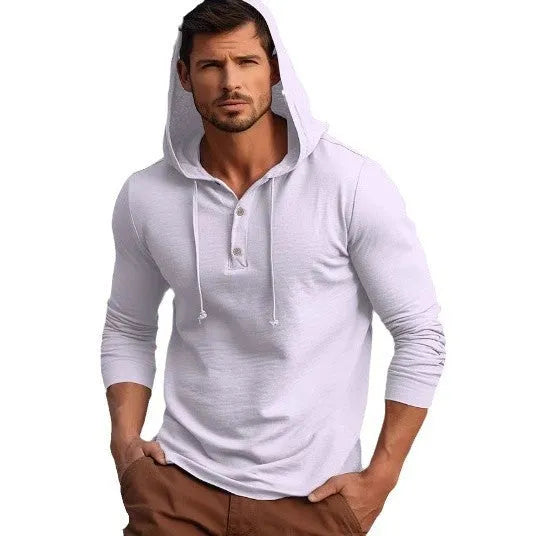 Casual cotton pullover hoodie in light green shown on a model