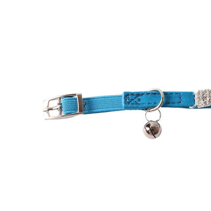 Flannel elastic buckle cat collar showing gang drill pattern and adjustable mechanism