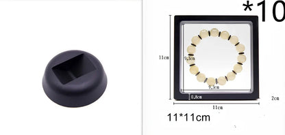 Black 11x11cm suspended 3D floating display frame holder with square base for coins and gems