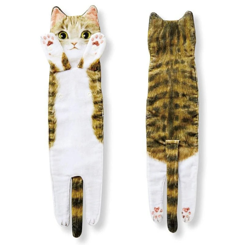 Playful cat-shaped hand towels for bathroom and kitchen use