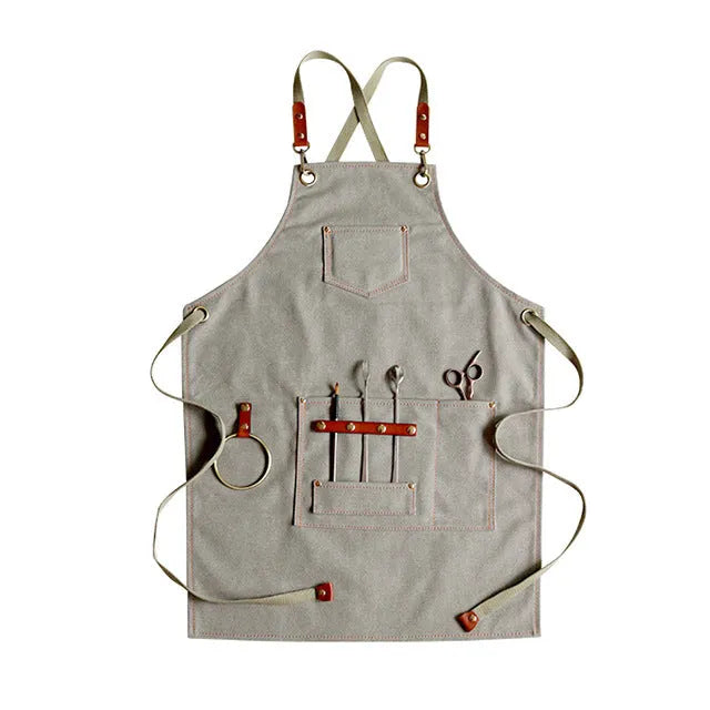Canvas cross-strap apron in solid colour for baking and work protection