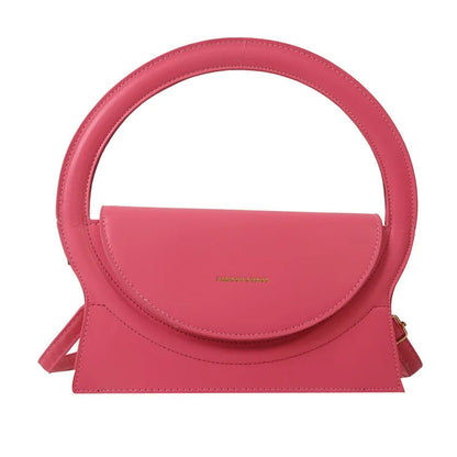 Simple square messenger bag in PU leather with a shoulder strap, shown in various colours.