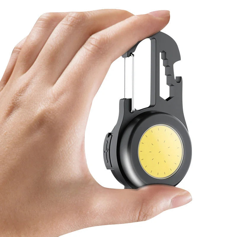 6-in-1 Multi-functional Mini Keychain Lamp with super bright COB light and USB rechargeable battery
