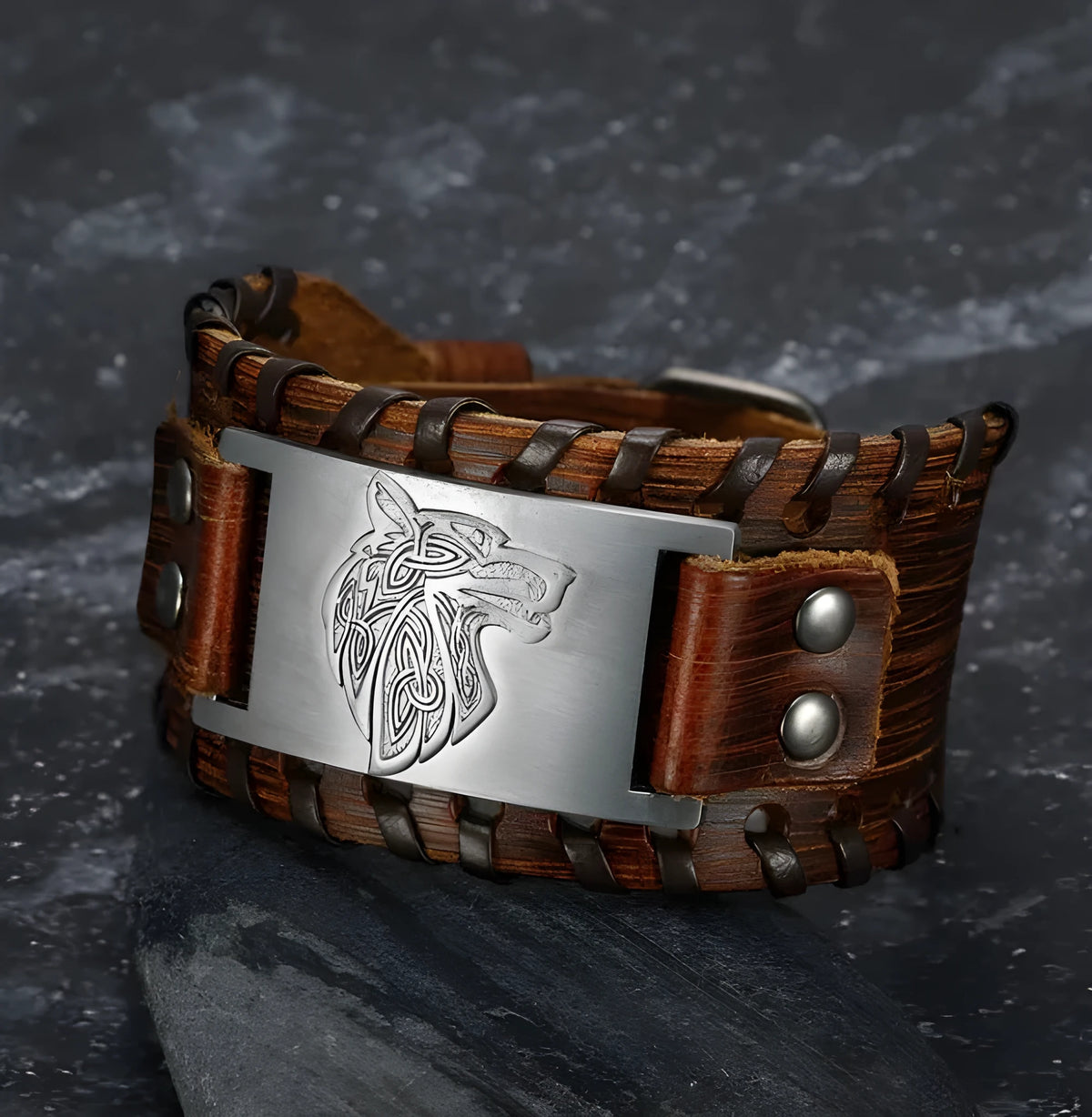 Asgard Fenrir leather buckle arm cuff, unisex punk bracelet, 27.5cm long and 3.8cm wide