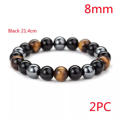 Hand-woven Tiger Eye Stone Bracelet in natural stone, sizes 8mm and 10mm