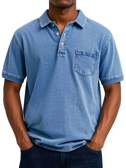 Men's printed short sleeve shirt in Korean cardigan style with slim fit and multiple colour options