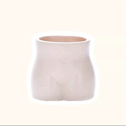 Handmade human body ceramic vase with glazing finish in pink and black dots or plain white