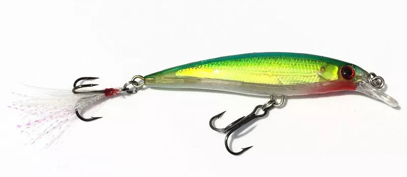 Bionic Feather Bait with 3D eyes and laser tail hook for lifelike fishing