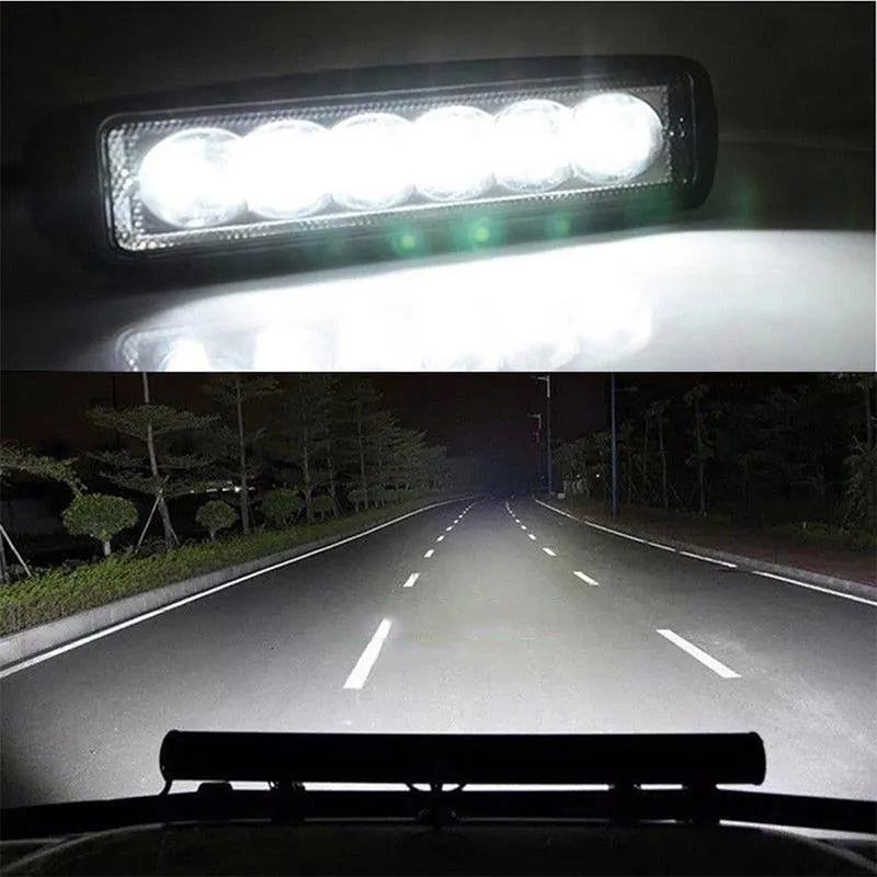 Black car auxiliary light with LED elements and bracket mounting for daytime running applications
