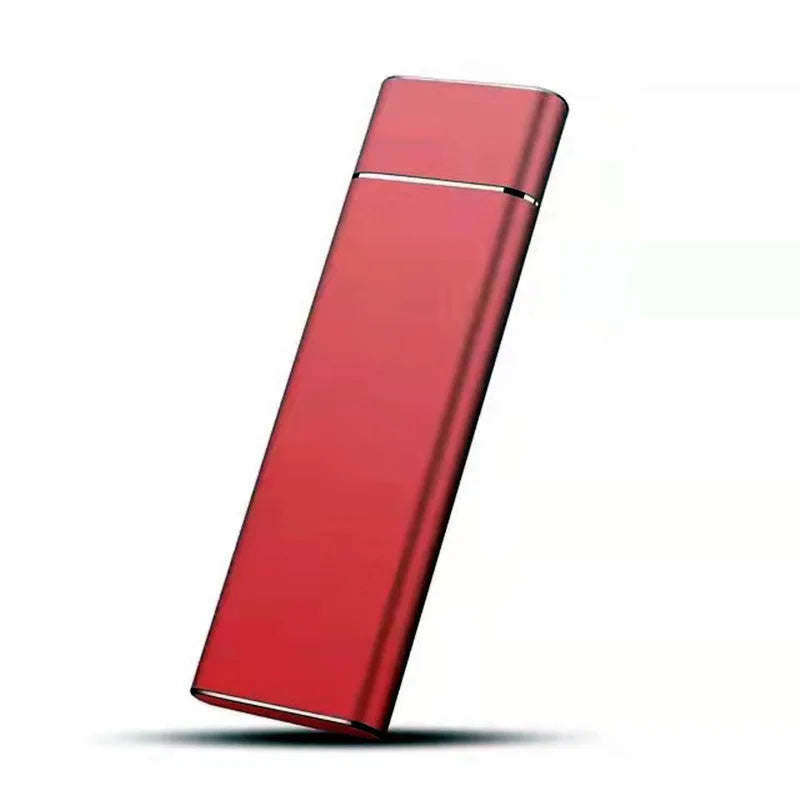High-speed SSD external mobile hard disk with a metal shell, shown in multiple colour options.