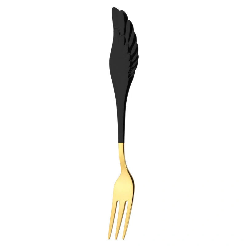 304 stainless steel angel wing spoon and fork set in various colors