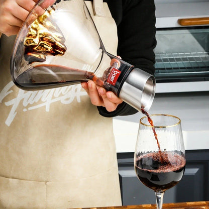 Elegant Iceberg Waterfall Wine Decanter made of lead-free crystal glass for enhancing wine flavors and aromas