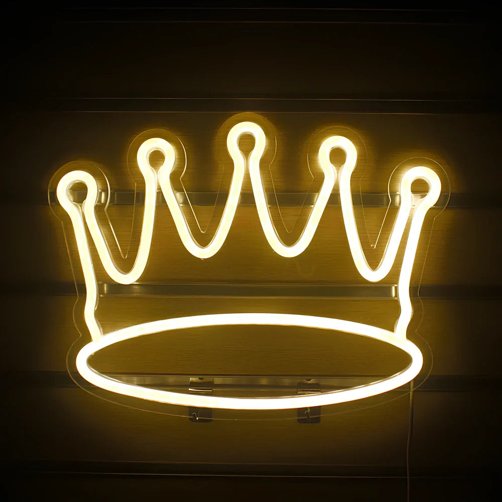 Yellow LED crown neon light with atmospheric illumination for decorative lighting