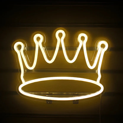 Yellow LED crown neon light with atmospheric illumination for decorative lighting
