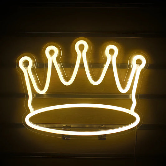 Yellow LED crown neon light with atmospheric illumination for decorative lighting