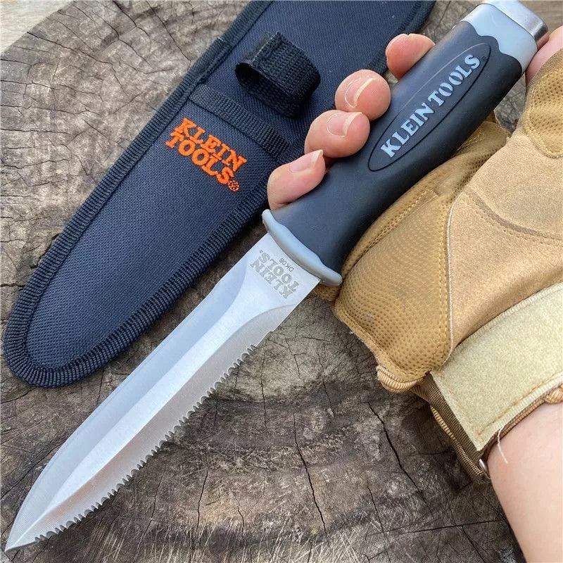 High Hardness Straight Knife for wilderness survival with stainless steel blade and rubber handle