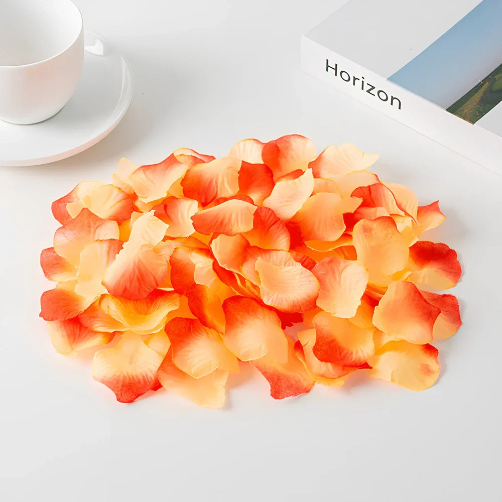 Pack of 100 high-quality silk simulated rose petals, 5cm size, in colours like rose red for wedding room scenes