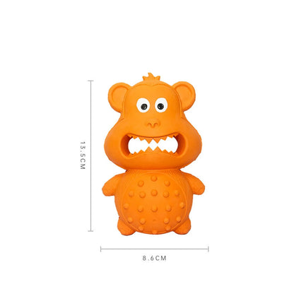 Green and yellow natural rubber dog toy for aggressive chewers with rounded design