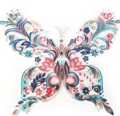 20 inch butterfly quilling illustration material pack with tools for handmade paper wall ornament