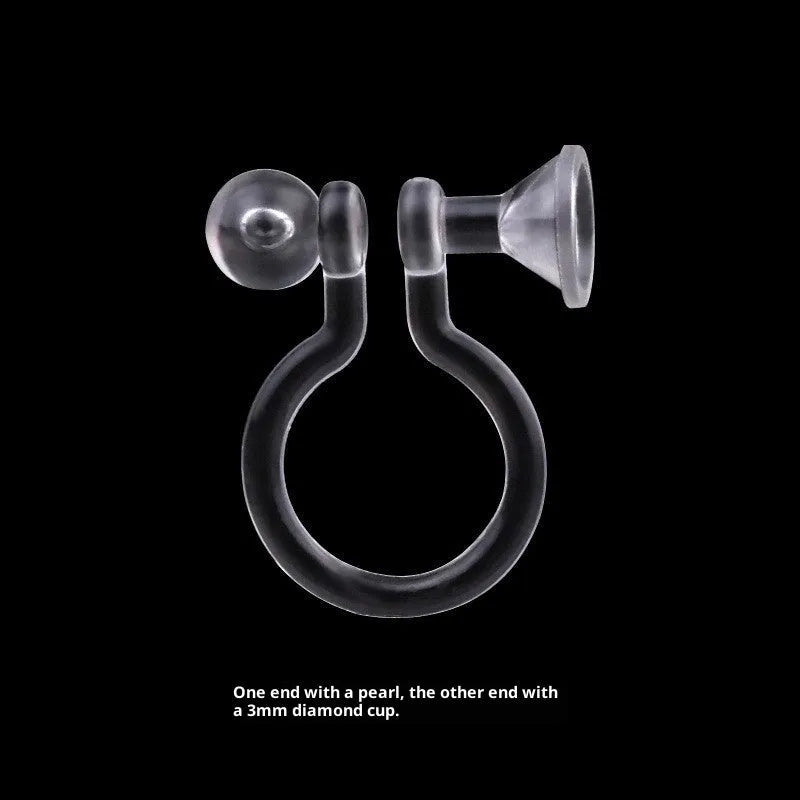 Transparent U-shaped plastic resin ear clip converter for stud earrings, unisex, single piece