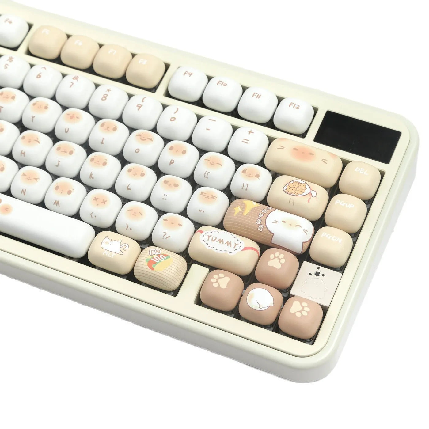 Steamed bread cat keycap bag full 7u set with sculpted designs on PBT keycaps