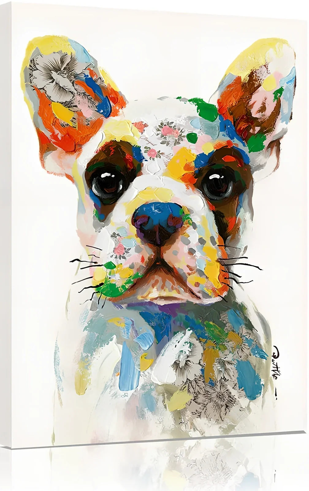 Canvas wall art with oil painting reproduction using water-based pigment ink on stretched canvas