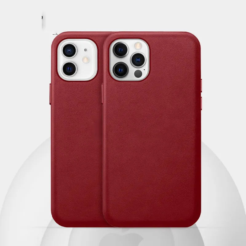 Real cowhide leather iPhone case for 12 and 13 Pro Max models in multiple colours.