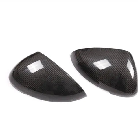 Black true carbon fibre rearview mirror covers for Porsche Macan 2014-2022 models