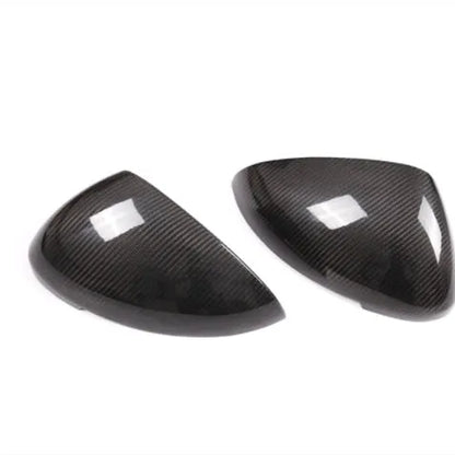 Black true carbon fibre rearview mirror covers for Porsche Macan 2014-2022 models