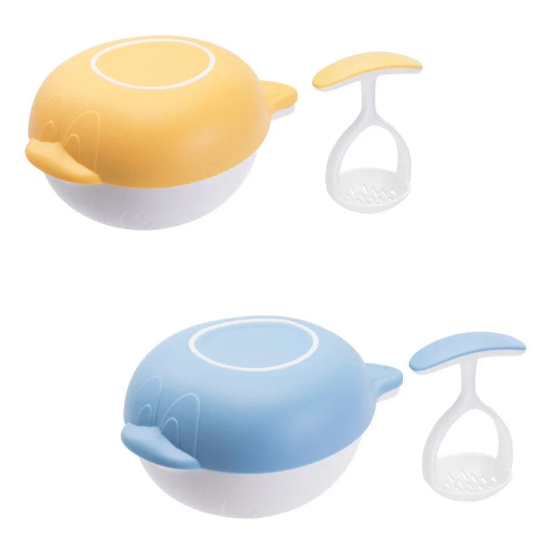 Manual baby food grinder set with anti-slip rings and grinding rod for easy meal preparation