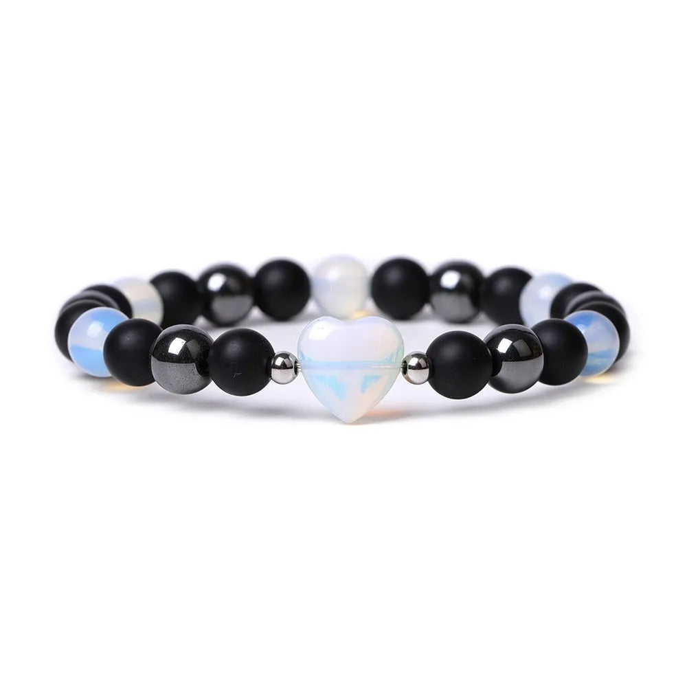 Lvdongling Tigereye hand-cut peach heart stone bracelet with cosmic moon and planet elements