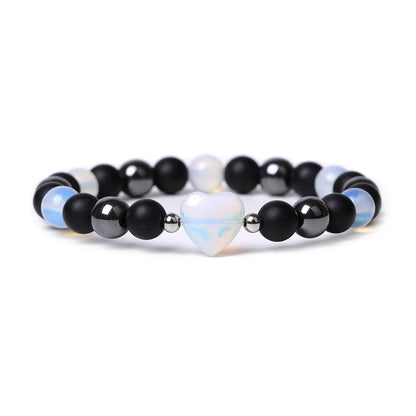 Lvdongling Tigereye hand-cut peach heart stone bracelet with cosmic moon and planet elements