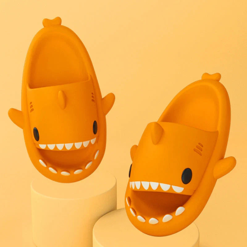 Cozy cartoon shark-themed slippers with anti-slip sole for indoor and outdoor wear