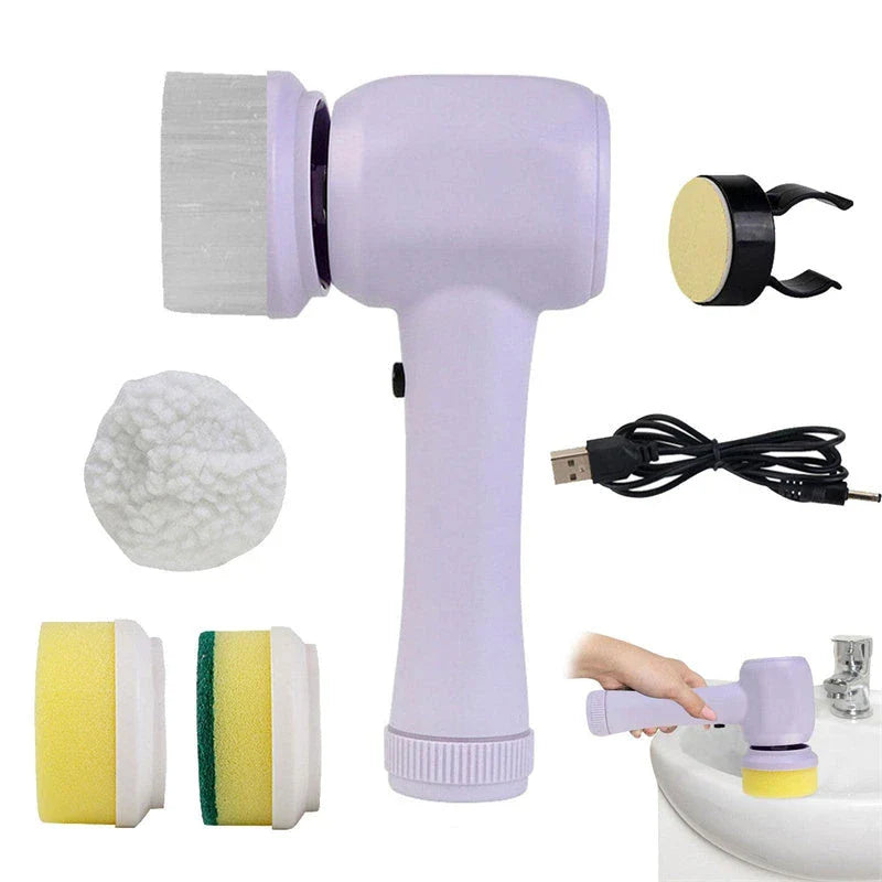 Cordless Electric Spin Cleaning Brush with 4 Interchangeable Brush Heads for Powerful Scrubbing of Tiles, Countertops, and More