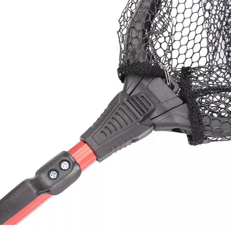 Red aluminum alloy single section triangular folding dip net for fly fishing