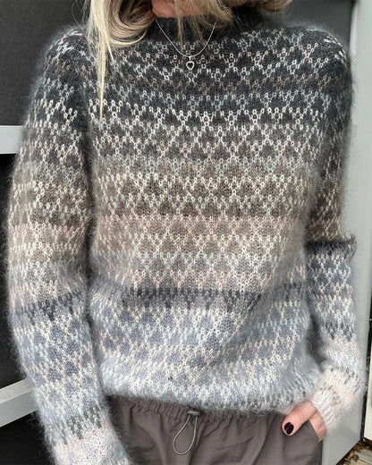 Stylish multicolor knit pullover sweater for women with relaxed fit and variety of vibrant color options