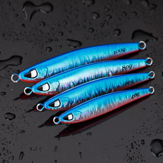 Sea Fishing Long Shot Iron Bait in various colors and weights for effective fishing