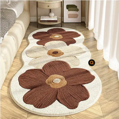 Flower shaped cashmere bedside blanket with cartoon alien design in gradient flower pattern