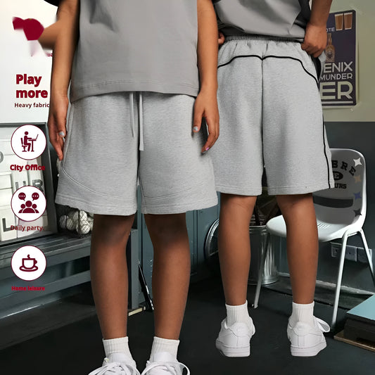 Children's cotton shorts in solid colours with loose fit for sports and casual activities
