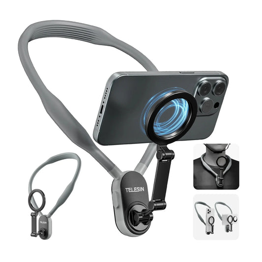 Silicone phone magnetic neck mount with quick-release design and strong magnetic suction for hands-free mobile usage