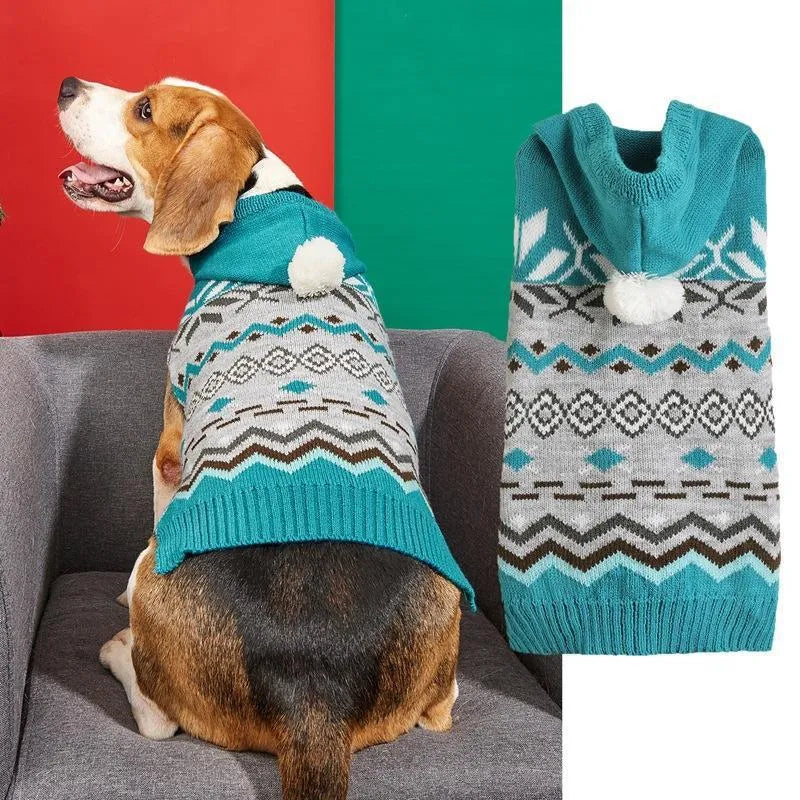 Classic diamond pattern pet sweater for dogs and cats in acrylic knit