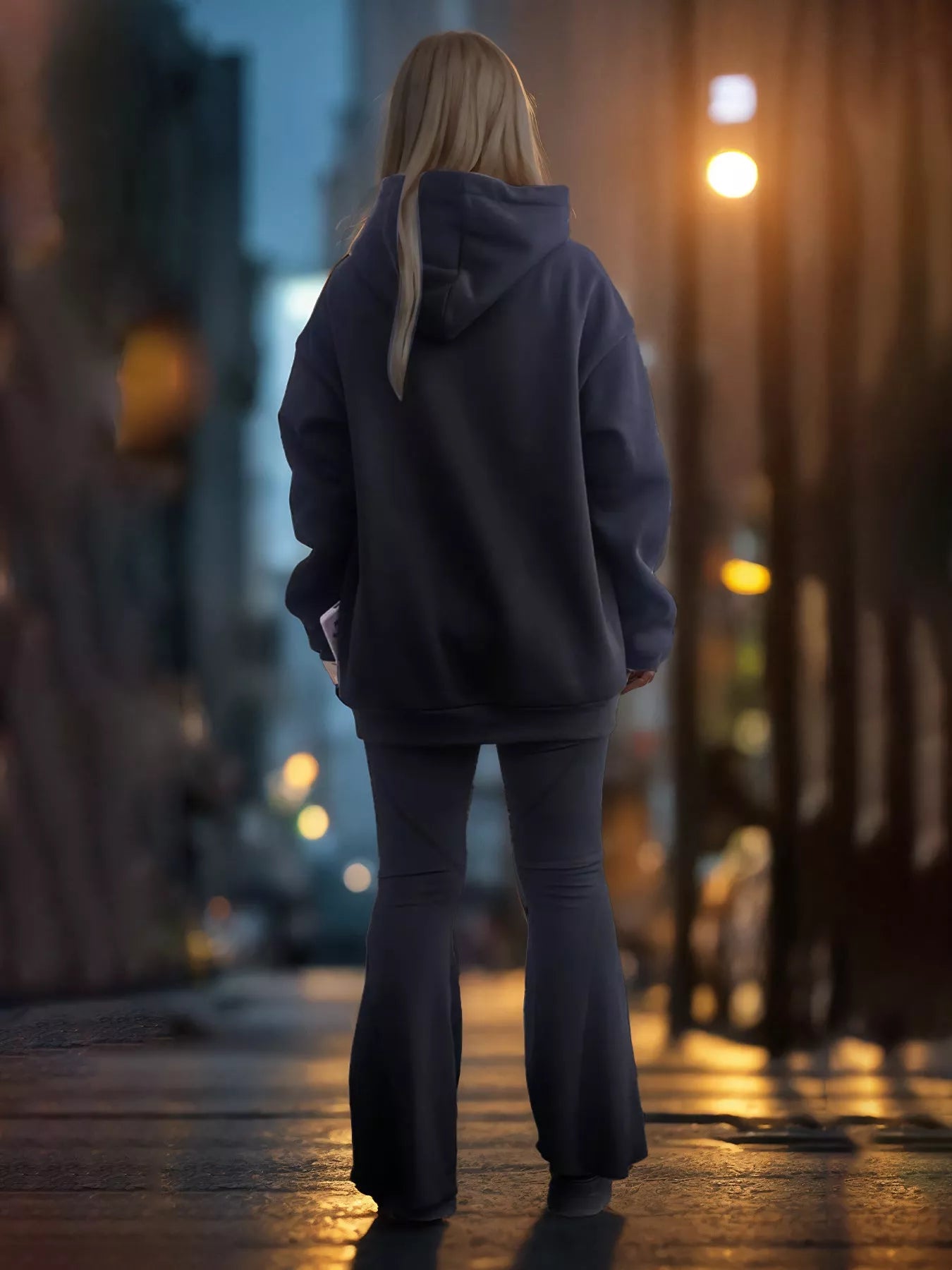 Cotton long sleeve printed hoodie for men and women in black, khaki, and purple