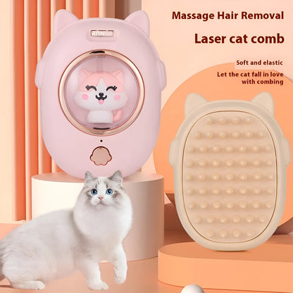 Multifunctional pet comb laser toy with grooming brush and integrated laser pointer in ABS plastic