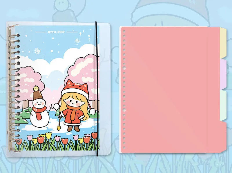 Refillable notebook with detachable decorative cover and replaceable paper core in B5 size