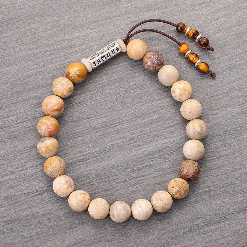 Handmade stone bead bracelet with wood colour finish and original design