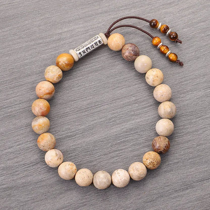 Handmade stone bead bracelet with wood colour finish and original design
