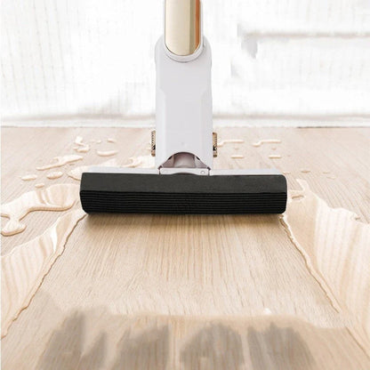 Innovative mop and sponge set with single-handed grip, easy dehydration, and compact storage design for efficient floor cleaning