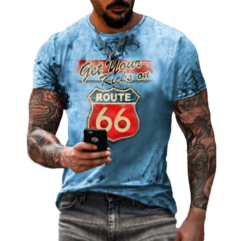 Stylish round neck t-shirt with bold digital print design, made from soft, breathable fabric for all-day comfort
