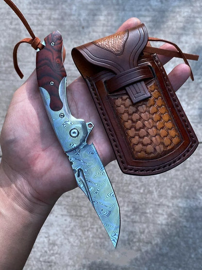 High hardness pattern steel folding knife for outdoor camping and survival